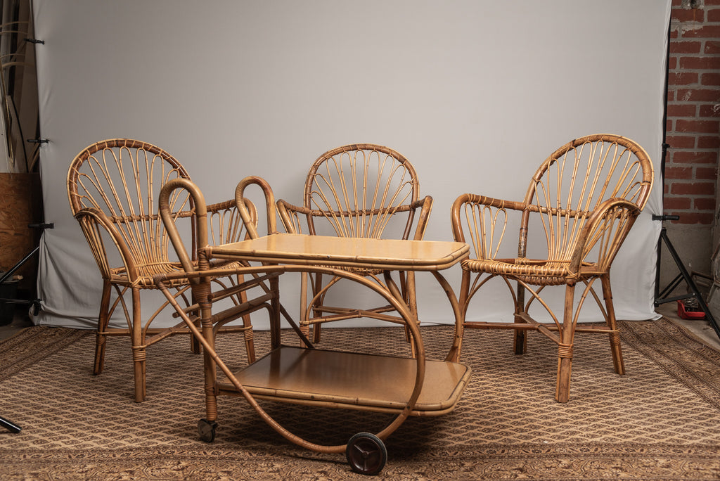Beistelltisch Servierwagen Tisch Korbgeflecht rattan vintage boho