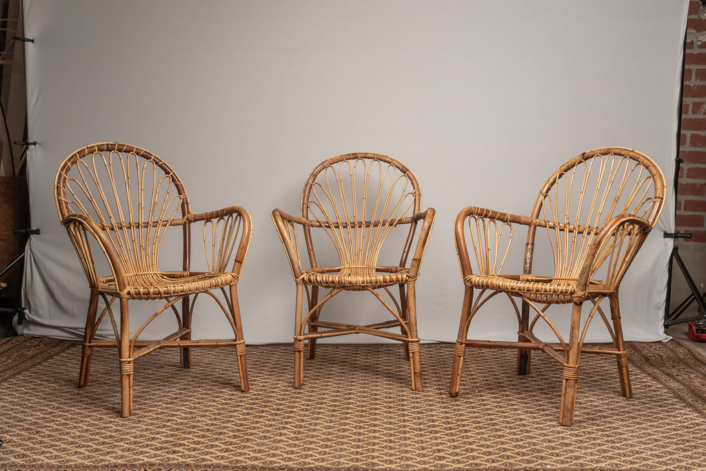 Rattan Korbgeflecht vintage Bambus Korb-Sessel set Korbstuhl