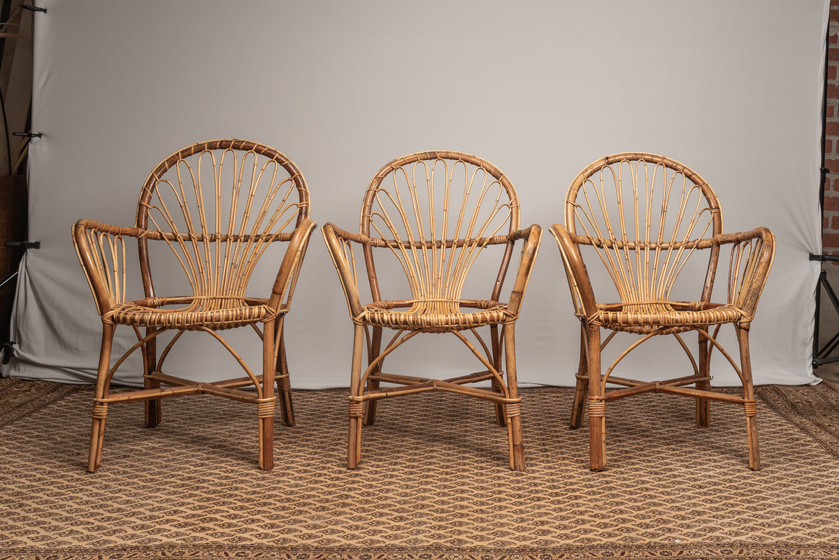 Rattan Korbgeflecht vintage Bambus Korb-Sessel set Korbstuhl