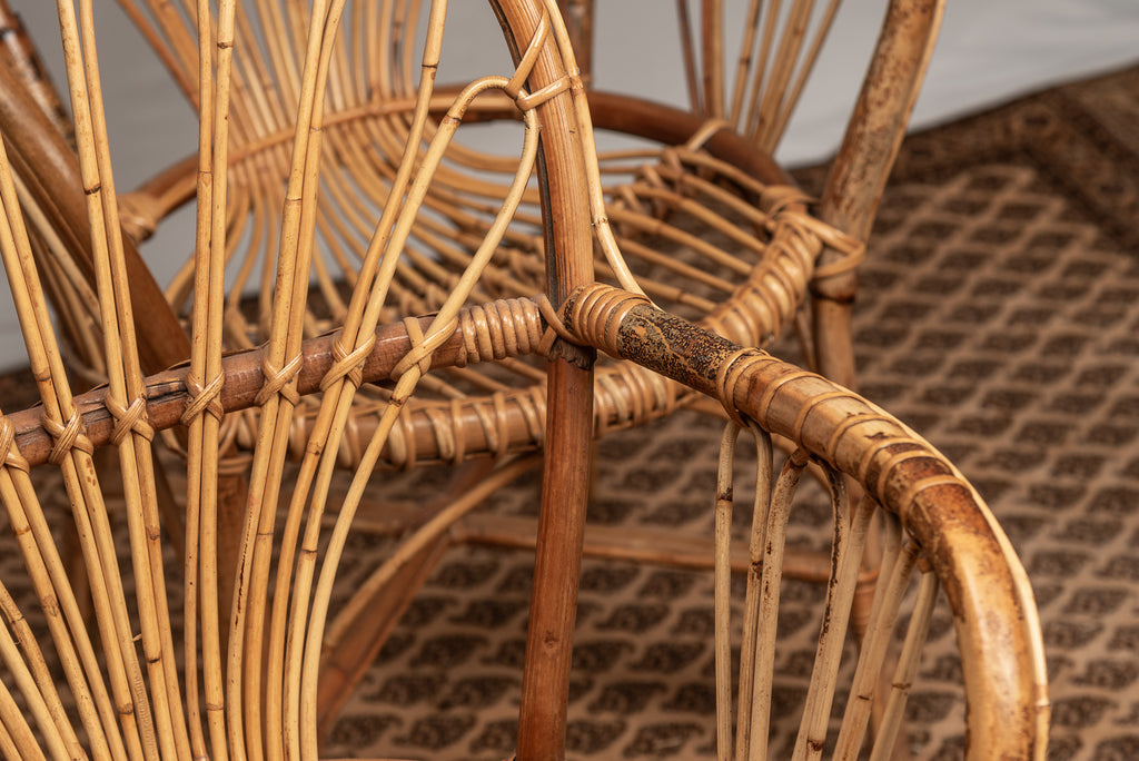 Rattan Korbgeflecht vintage Bambus Korb-Sessel set Korbstuhl