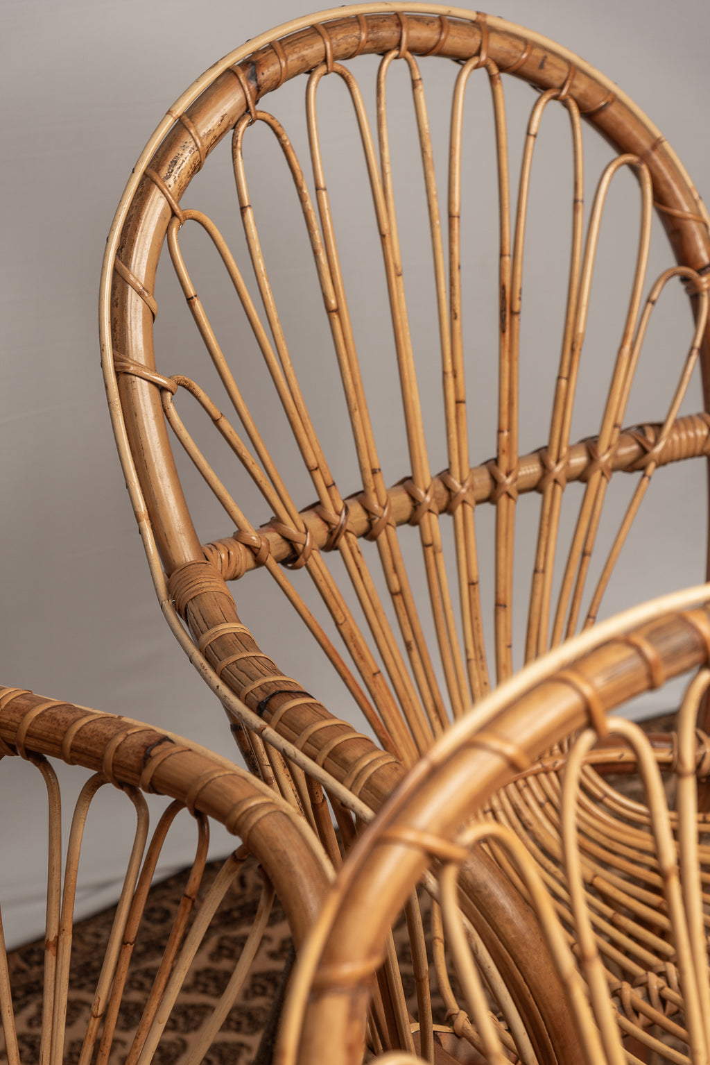 Rattan Korbgeflecht vintage Bambus Korb-Sessel set Korbstuhl