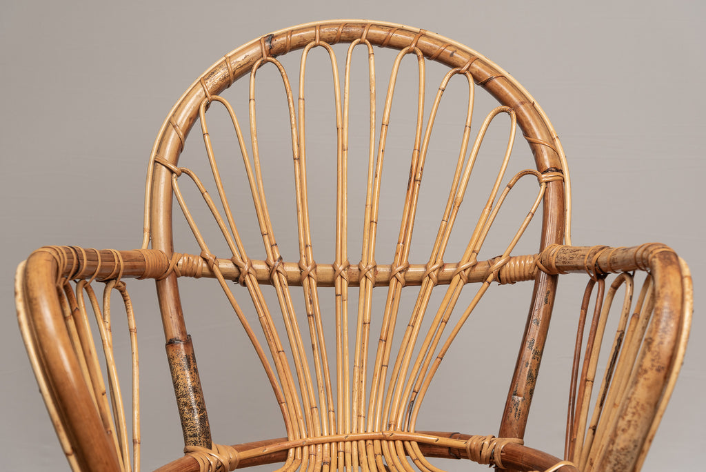 Rattan Korbgeflecht vintage Bambus Korb-Sessel set Korbstuhl