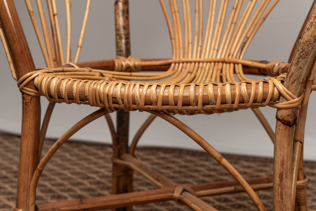 Rattan Korbgeflecht vintage Bambus Korb-Sessel set Korbstuhl