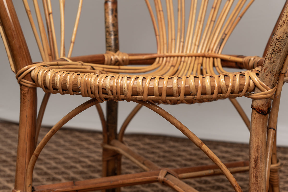 Rattan Korbgeflecht vintage Bambus Korb-Sessel set Korbstuhl