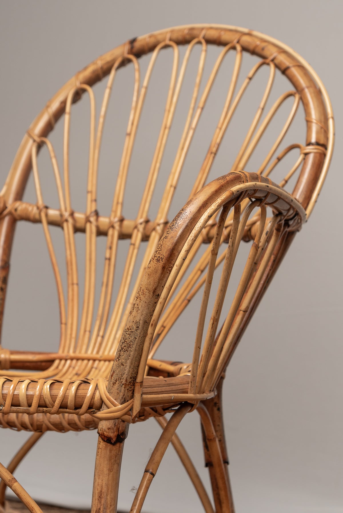 Rattan Korbgeflecht vintage Bambus Korb-Sessel set Korbstuhl