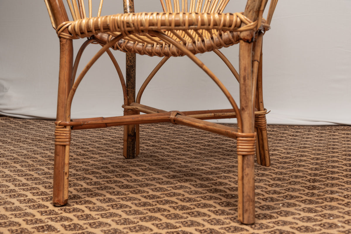 Rattan Korbgeflecht vintage Bambus Korb-Sessel set Korbstuhl