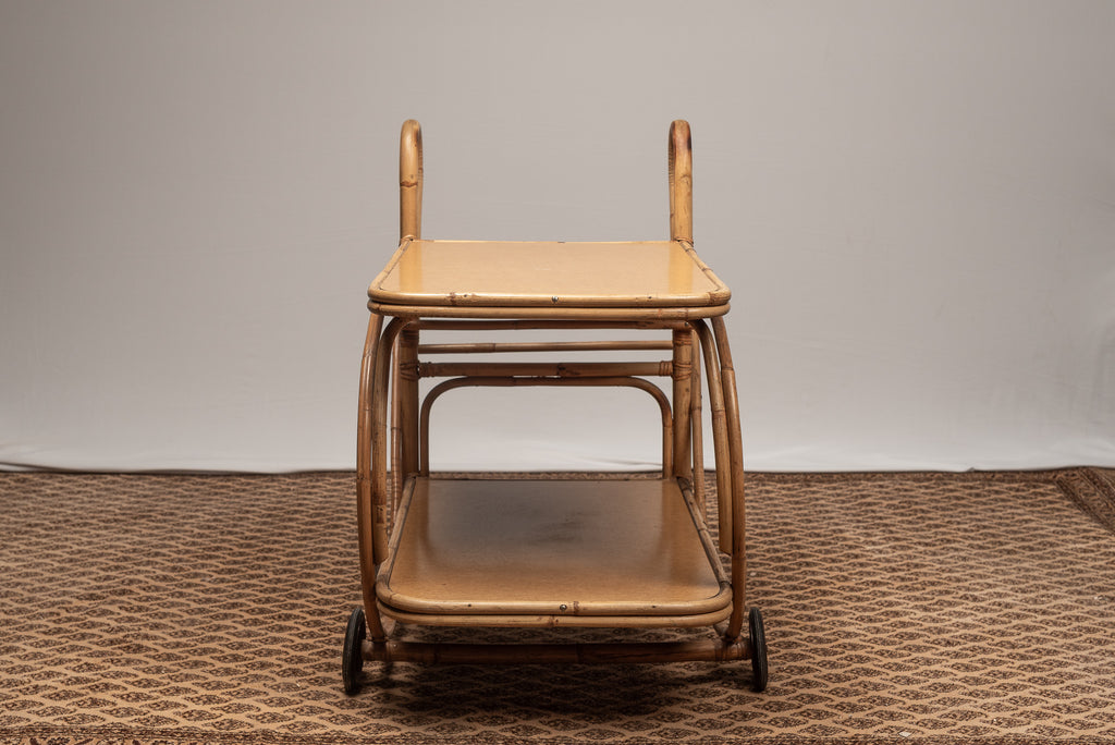 Beistelltisch Servierwagen Tisch Korbgeflecht rattan vintage boho