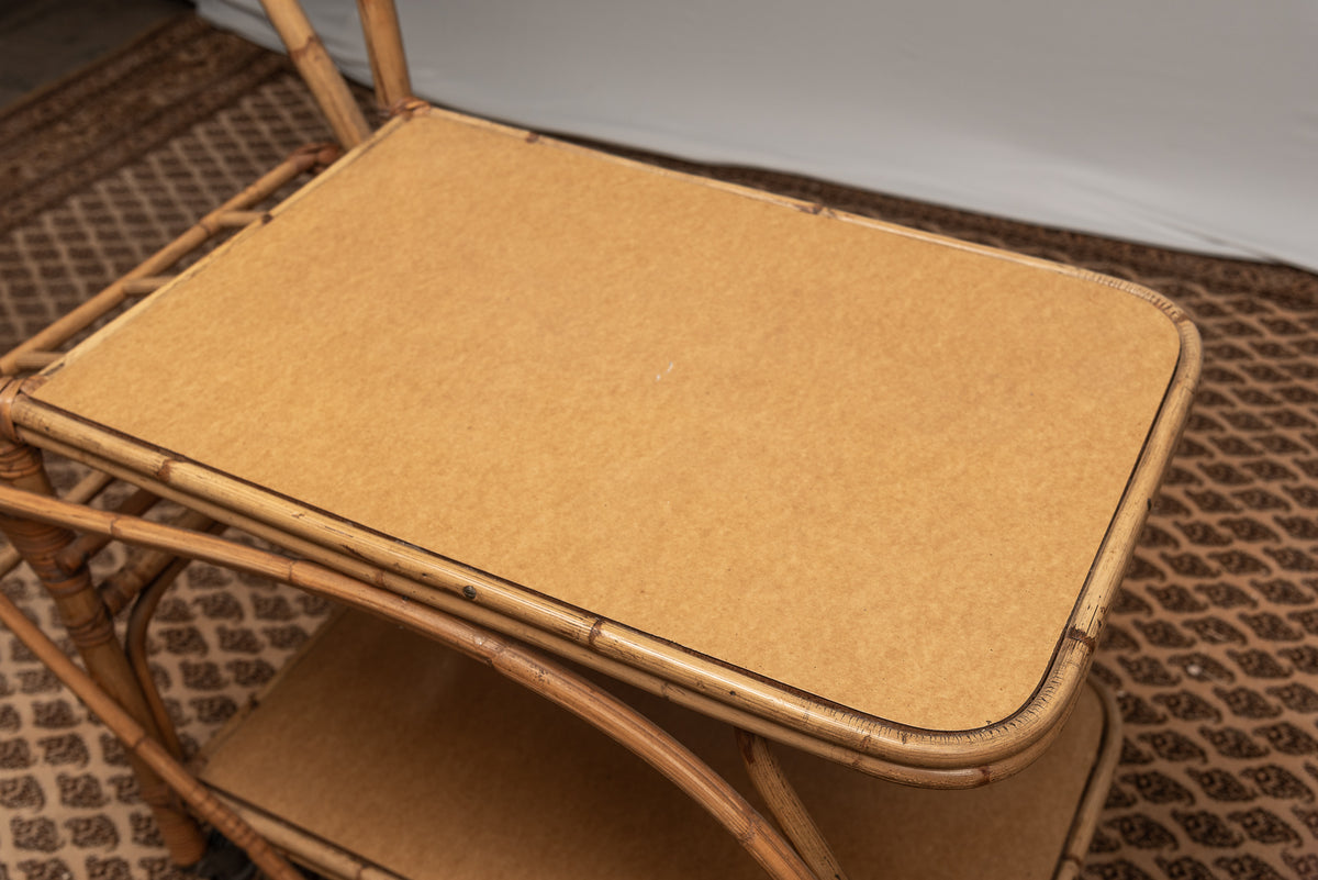 Beistelltisch Servierwagen Tisch Korbgeflecht rattan vintage boho