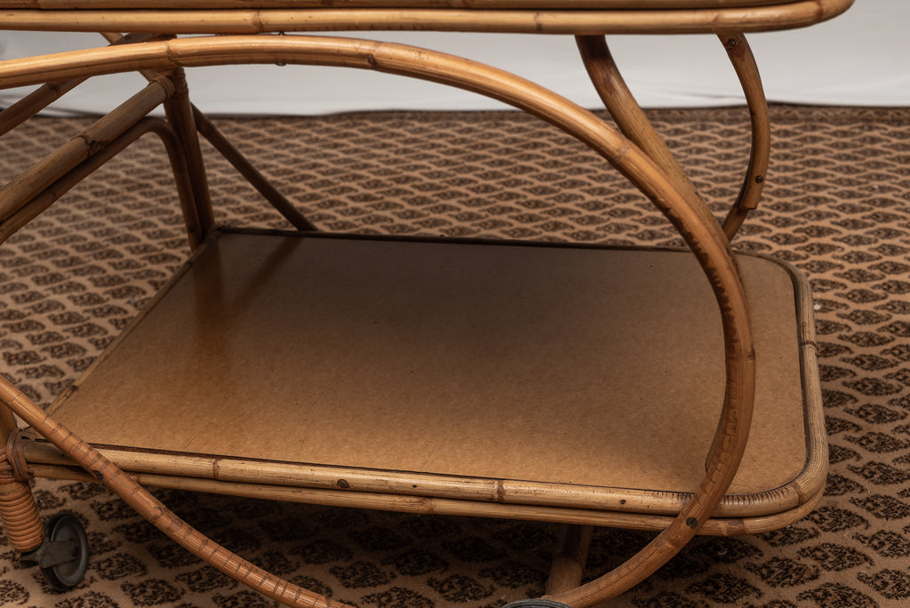 Beistelltisch Servierwagen Tisch Korbgeflecht rattan vintage boho