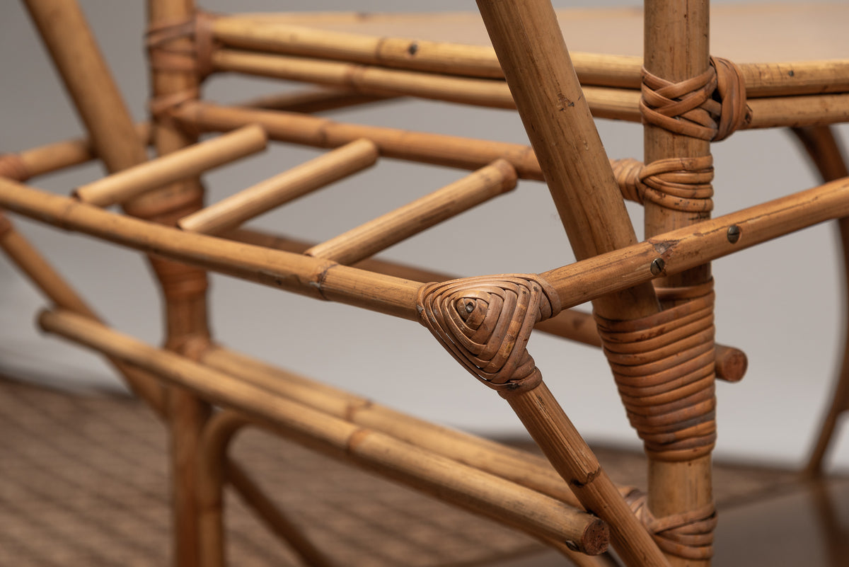 Beistelltisch Servierwagen Tisch Korbgeflecht rattan vintage boho