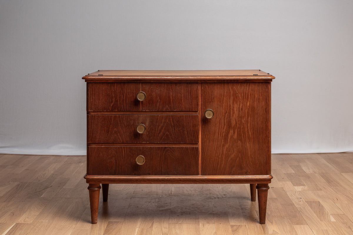 Kommode Mid-Century Beistellschrank Vintage 50er Holz Schubladen Tür