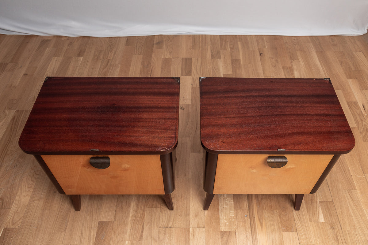Mid Century Nachttisch Ablage Schrank Konisch Füße